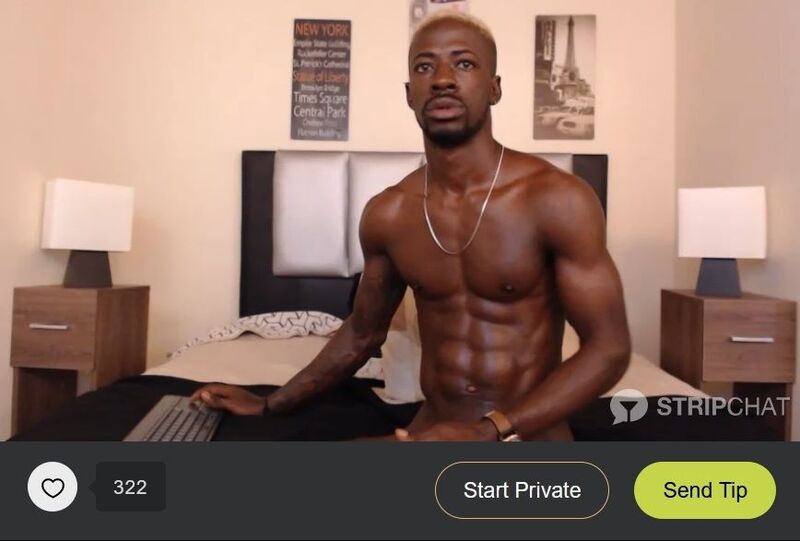 Hunky ebony model performing naked in his free room on Stripchat