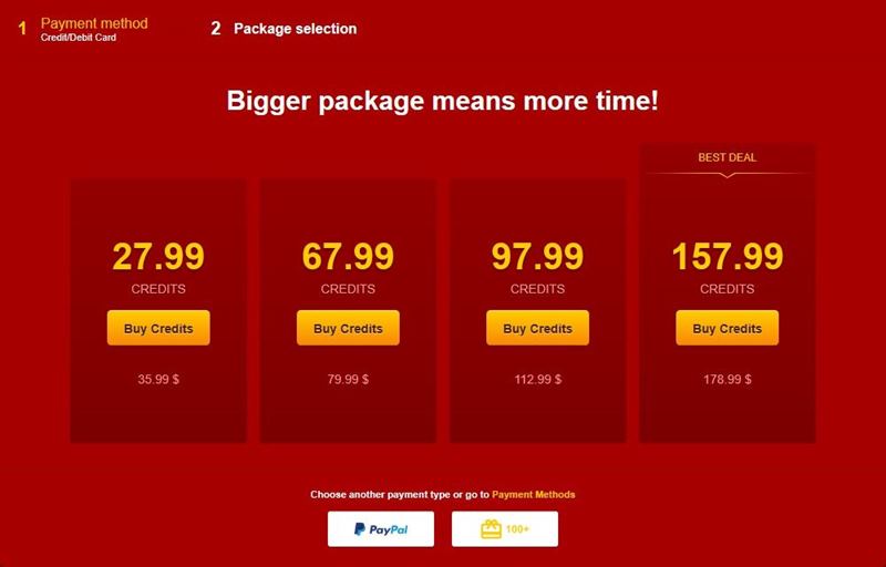 LiveJasmin cost of package options