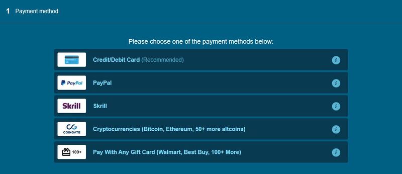 MyCam accepts several payment methods like PayPal, Skrill, cryptocurrency, and gift cards