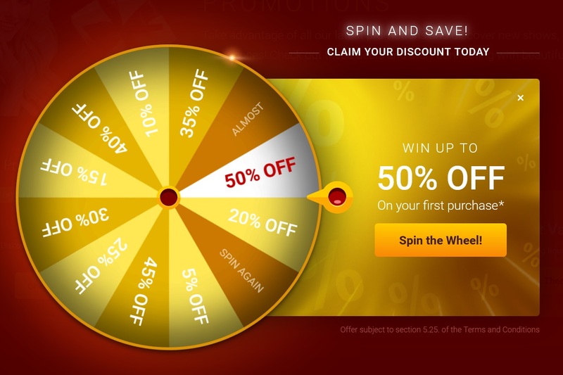 Spin the wheel on LiveJasmin to get mega discounts on your purchase