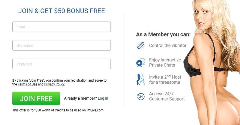 Quick and easy sign-up process on ImLive.com