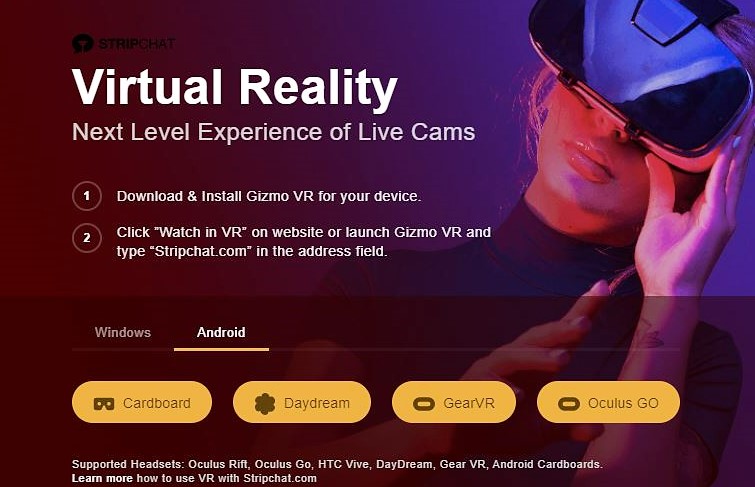 Stripchat brings you live VR chat using the Gizmo VR app